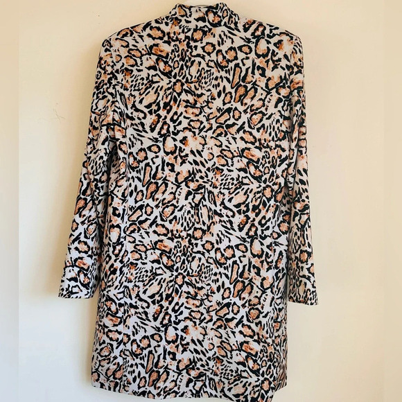 Dennis Basso Printed Twill Button Front Jacket - Leopard Print - Size S - Picture 8 of 16